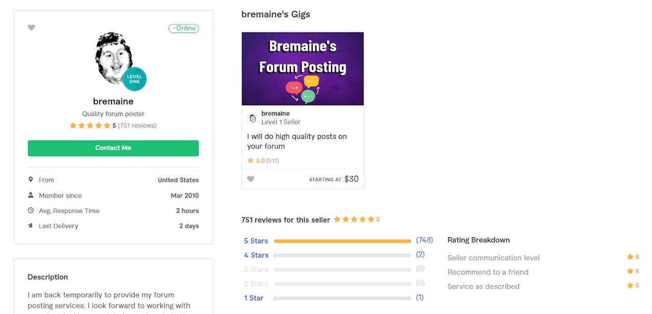 My Previous Fiverr Info